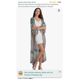 Amazon kimono/long sleeve beach cover up in color coffee